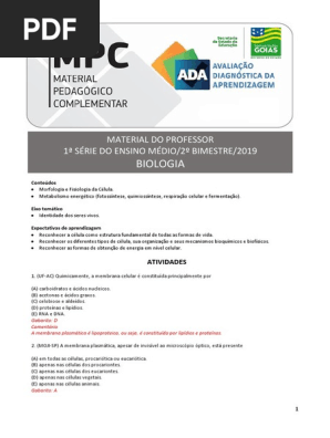 Mpc Professor 1ªserie 2º Bim 2019 Celula Biologia Atomos