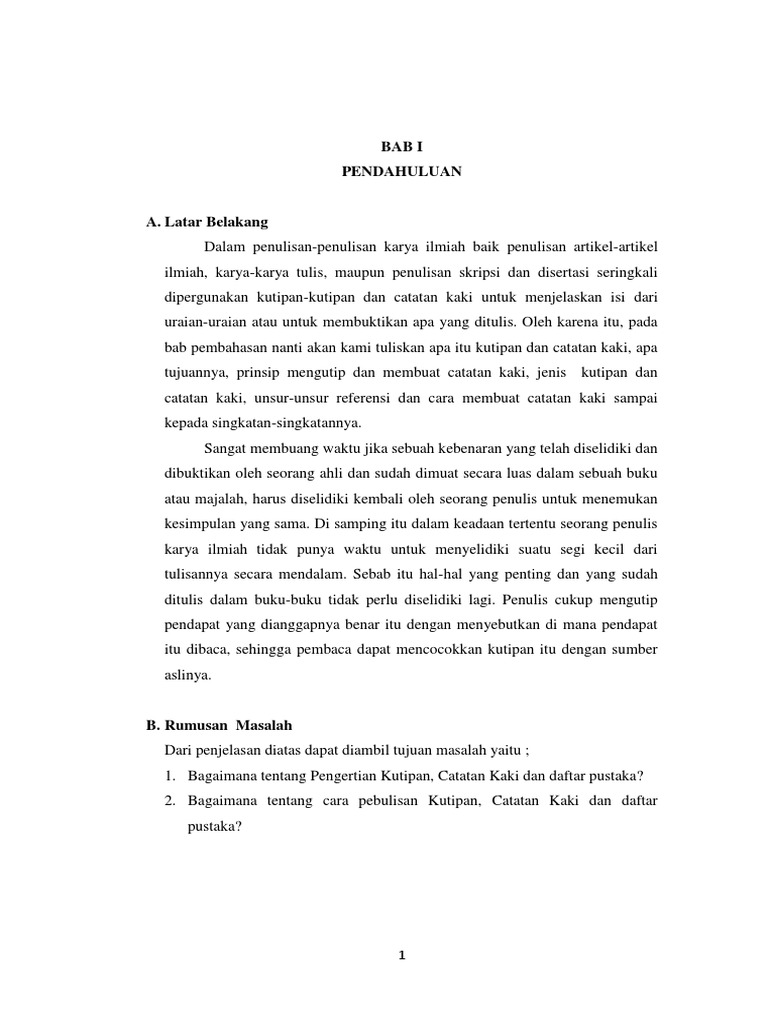 Makalah Kutipan Dan Catatan Kaki Dan Daftar Pustaka Docx
