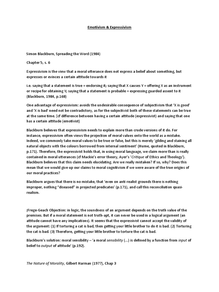 Emotivism & Expressivism | PDF | Epistemology | Philosophical Theories