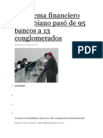 El Sistema Financiero Colombiano Pasó de 95 Bancos A 13 Conglomerados