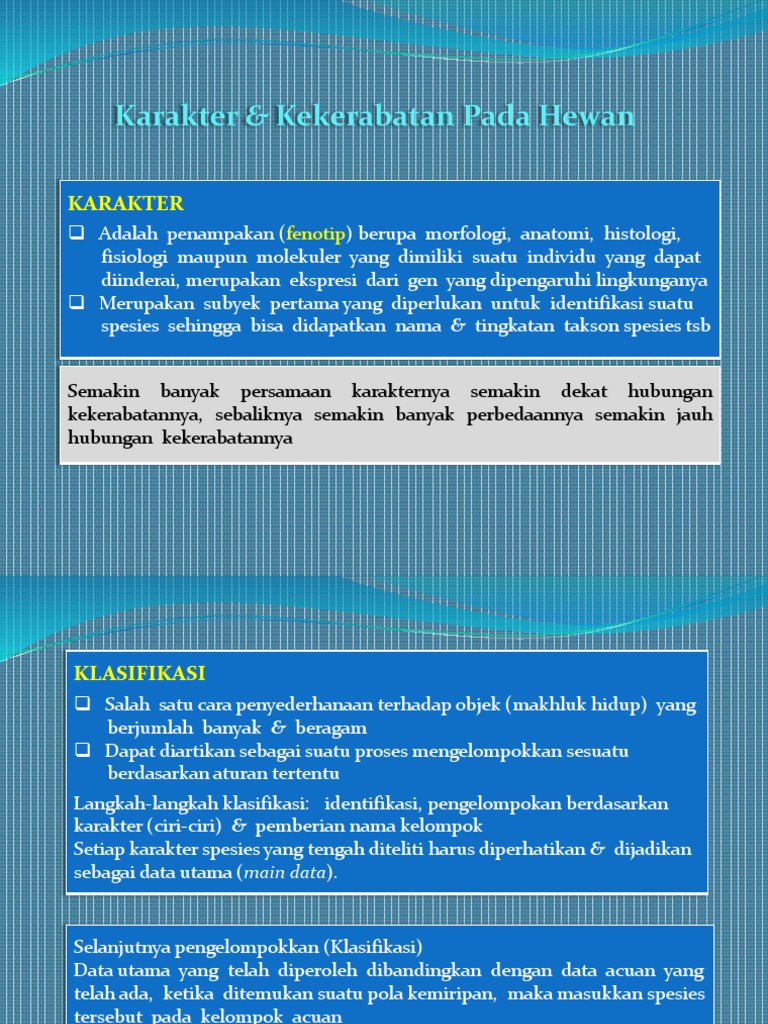 13 Karakter Dan Analisis Kekerabatan Hewan