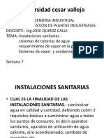 Instalaciones sanitarias y sistemas de vapor en plantas industriales