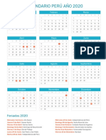 Calendario Peru 2020 Con Feriados PDF