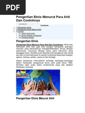 Pengertian Etnis Menurut Para Ahli Dan Contohnya Pdf