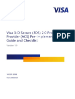 Visa 3-D Secure (3DS) 2.0 Product Provider (ACS) Pre-Implementation Guide and Checklist - V 1.0