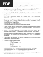 Student Practice Questions For Chemical Engineering Calculations For Combustion