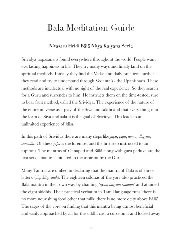 Bala Meditation Guide | PDF | Mantra | Shiva