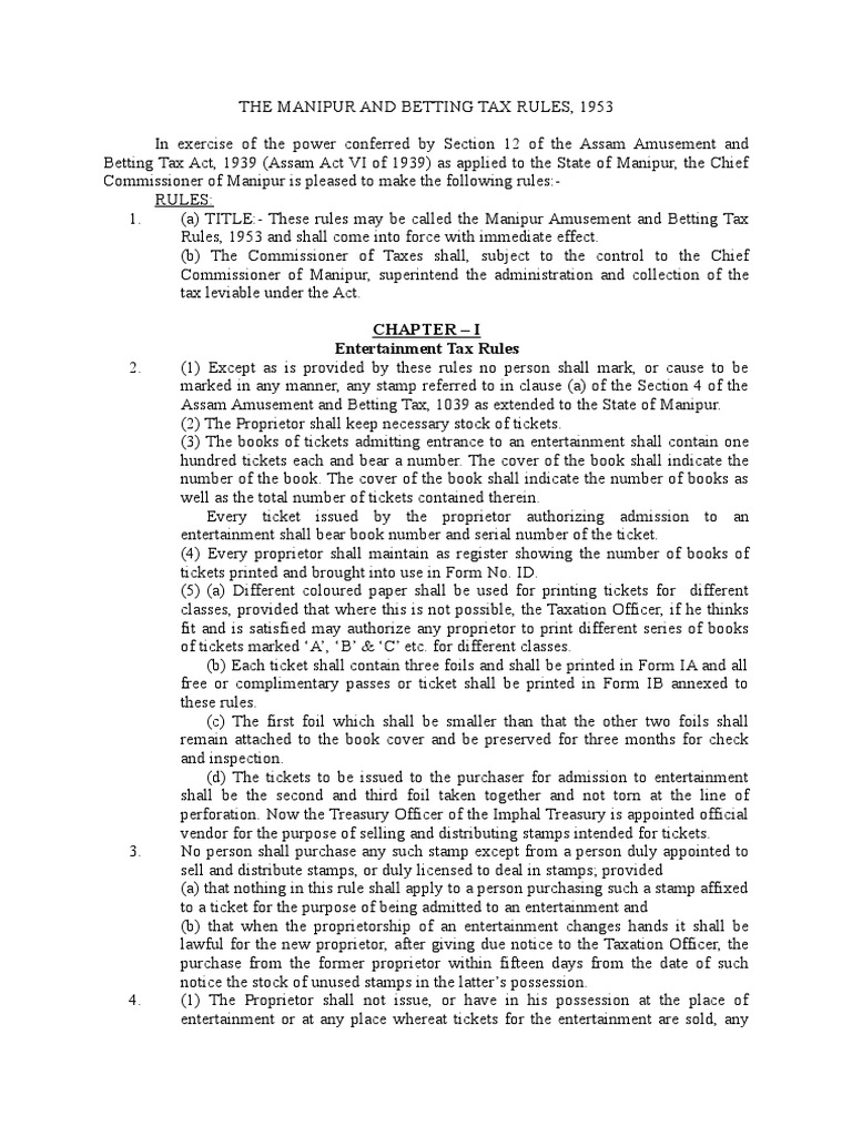 Chapter I Entertainment Tax Rules PDF Postage Stamp Tax Deduction