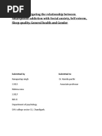 TITLE:-Investigating The Relationship Between Smartphone Addiction With Social Anxiety, Self Esteem, Sleep Quality, General Health and Gender
