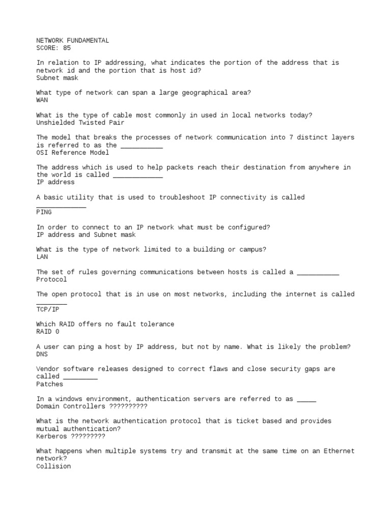 Network Fundamentals Overview | PDF | Internet Protocol Suite ...