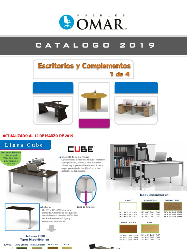 Catalogo Muebles Omar Digital 2019 1 de 4 Escritorios y Complementos Descargar gratis PDF