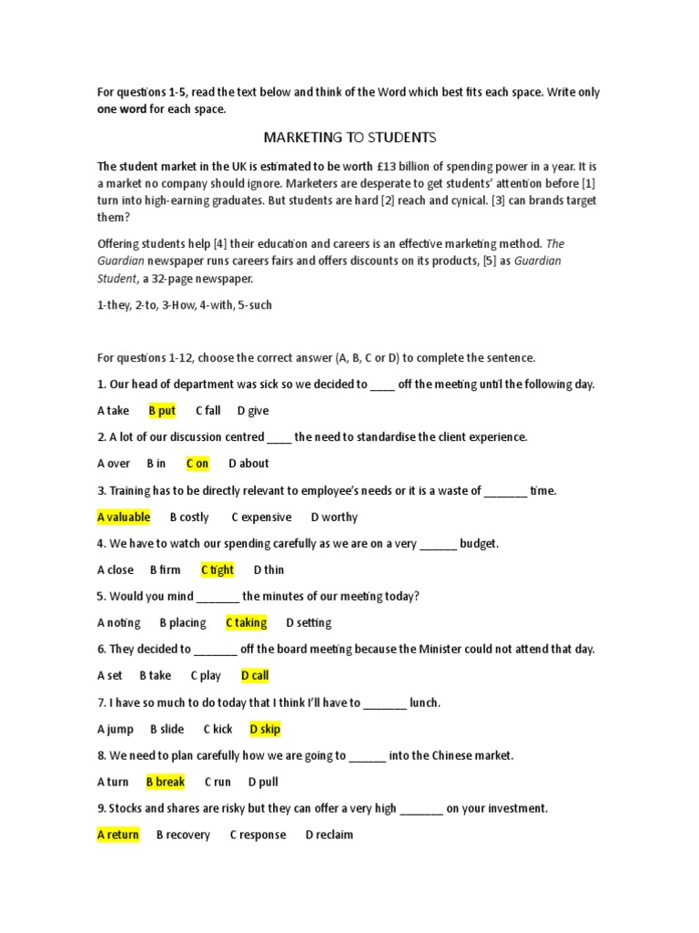 Business English Quiz PDF