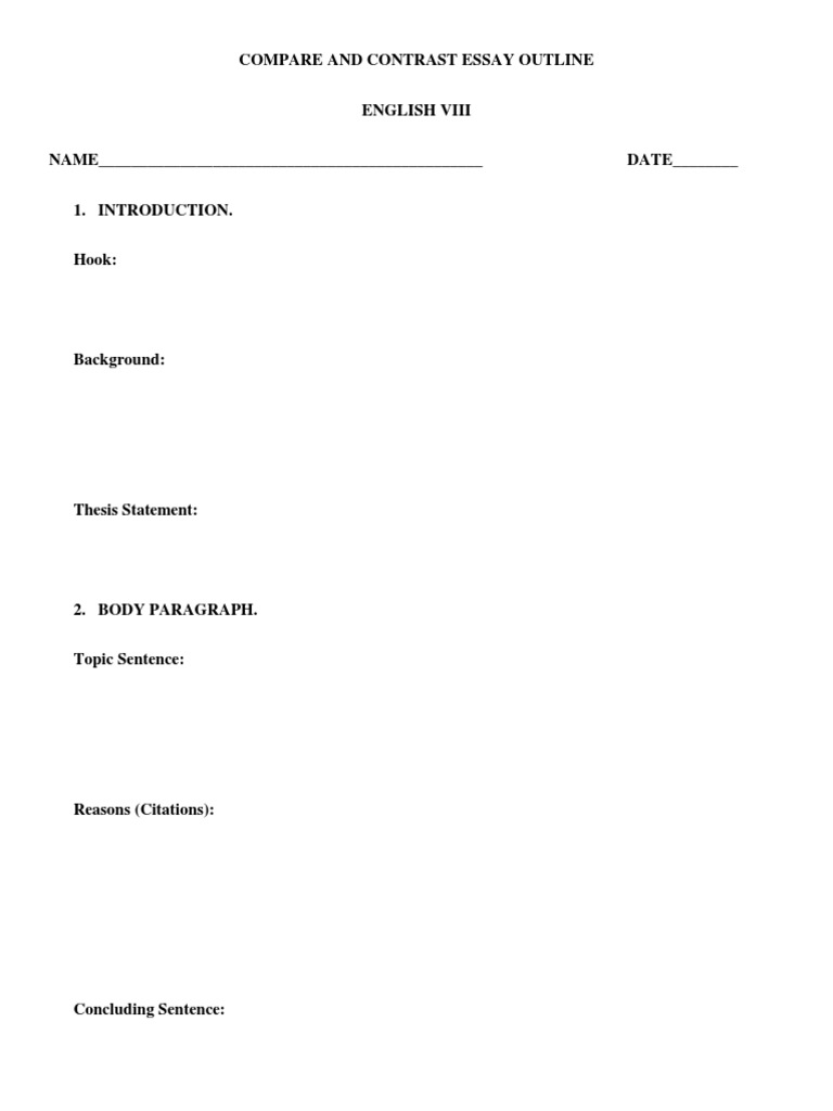 Compare and Contrast Essay Outline | PDF | Language Arts & Discipline