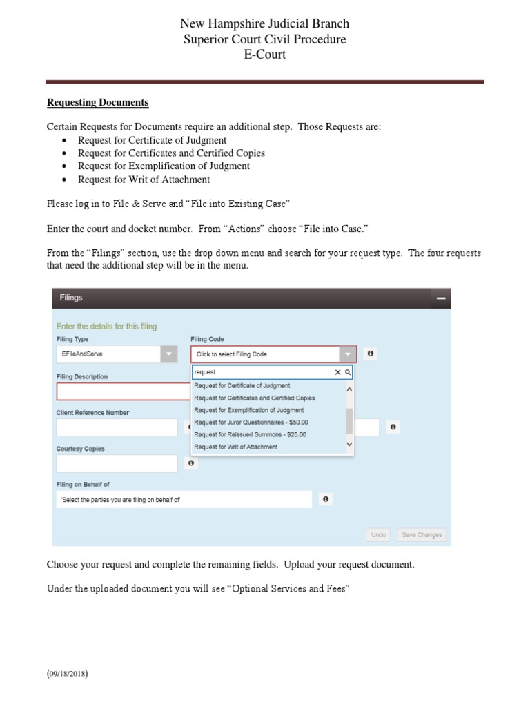 NH Superior Court Document Requests Guide | PDF | Law | Finance & Money ...