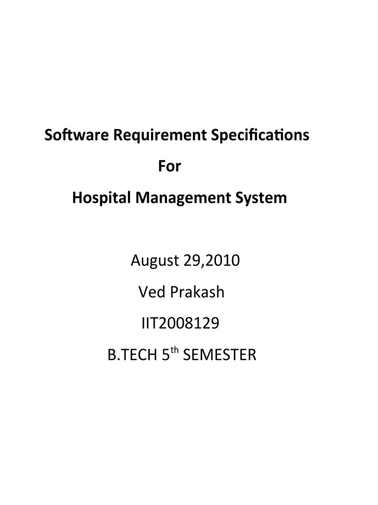 Hospital Management System SRS Document | PDF | Patient | Hospital