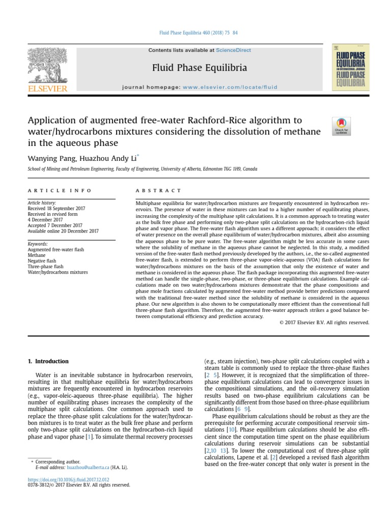 Application of Augmented Free-Water Rachford-Rice Algorithm To ...