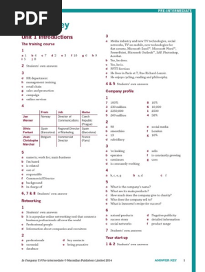 In Company 3.0 Pre-Intermediate Student'S Book Answer Key | PDF.