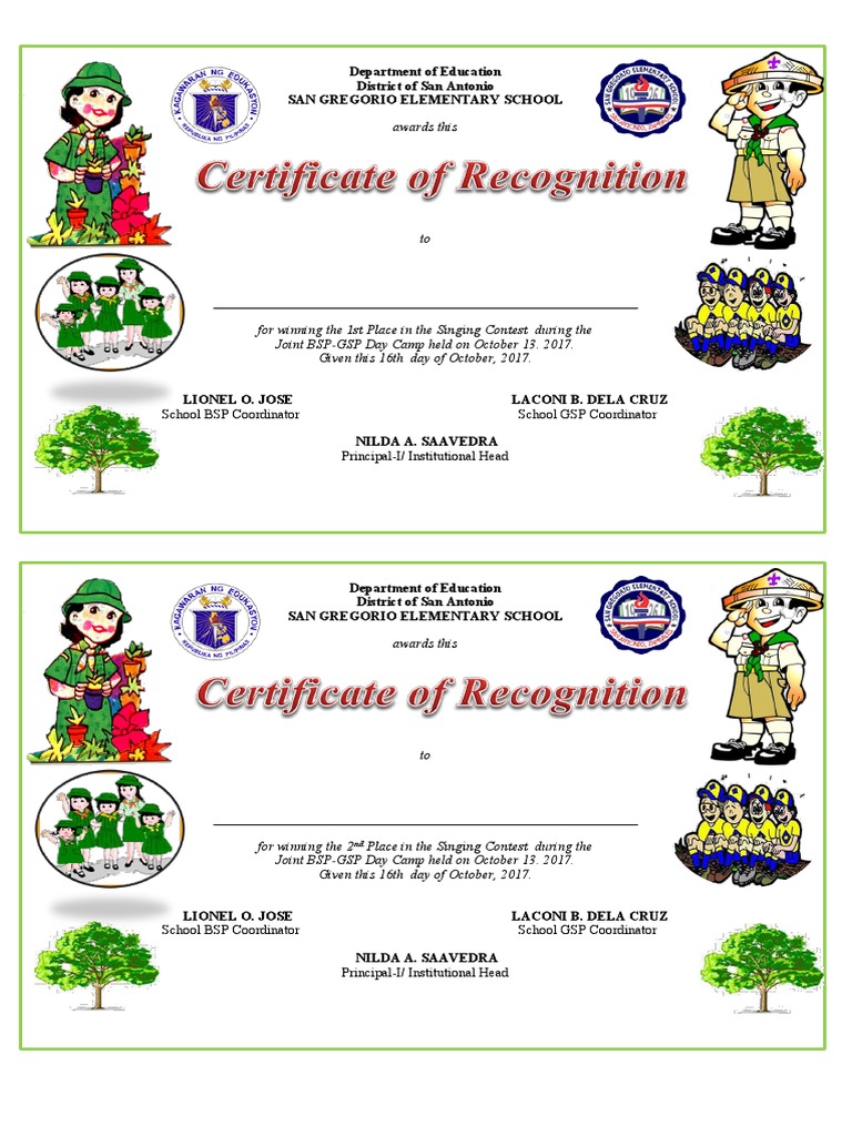 BSP-GSP CErt | PDF | Scouting And Guiding | Youth Movements