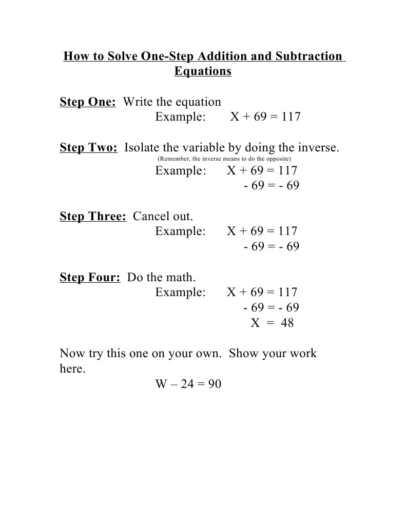 How To Solve One Step Equations | PDF