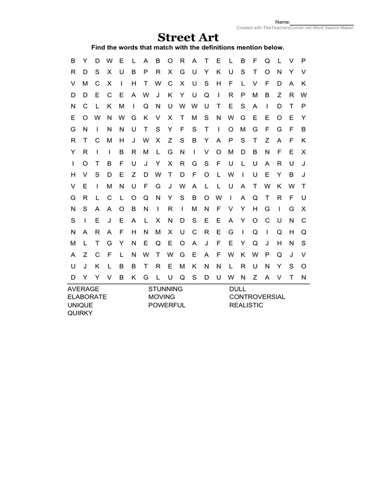 Wordsearch Street Art PDF