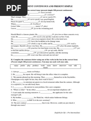 Present Simple Vs Present Continuous Grammar Morphology