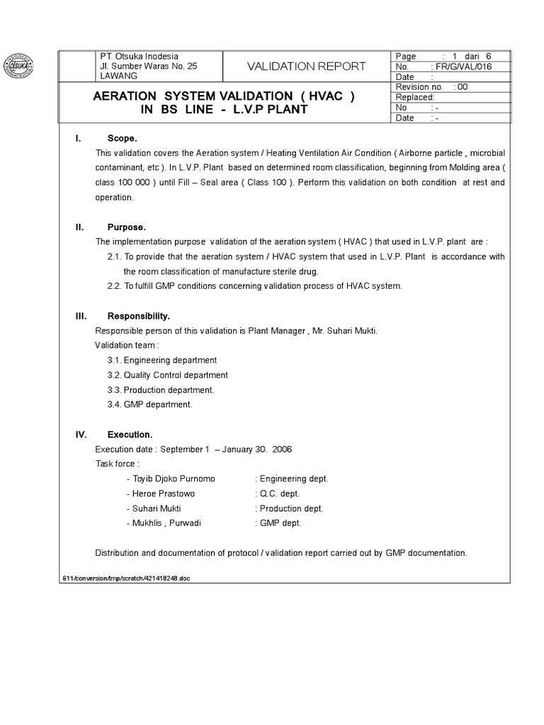 Report Validation HVAC BS lineNEW PDF Hvac Air Conditioning