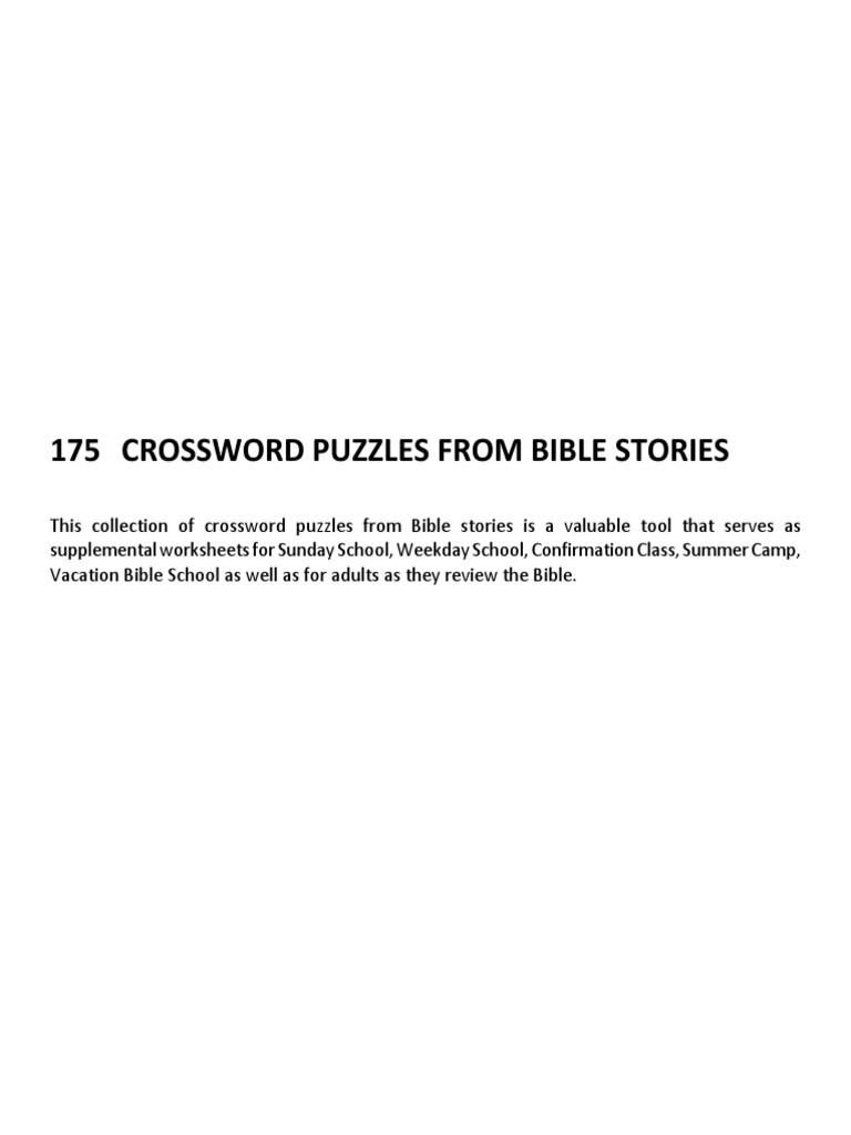 175 Crossword Puzzles From Bible Stories PDF PDF Cain And Abel