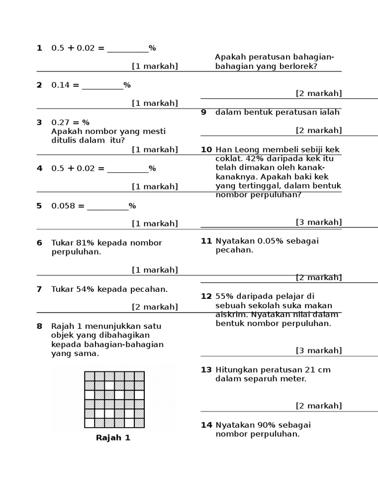 Latihan Peratus 2 | PDF