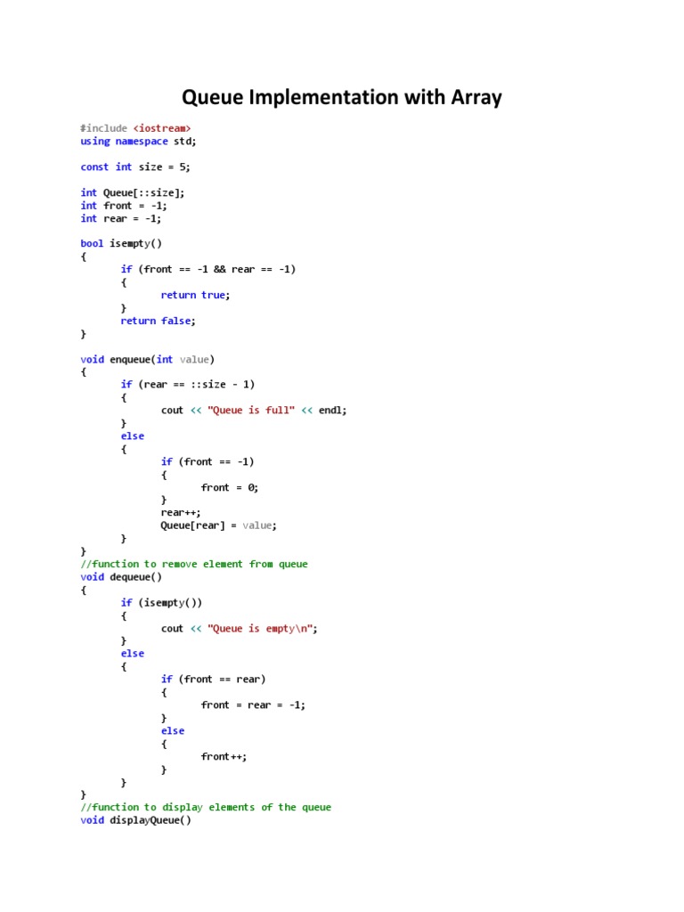 Queue Codes | PDF | Queue (Abstract Data Type) | Formal Methods