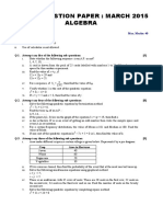 Board Question Paper: March 2015 Algebra: All Questions Are Compulsory