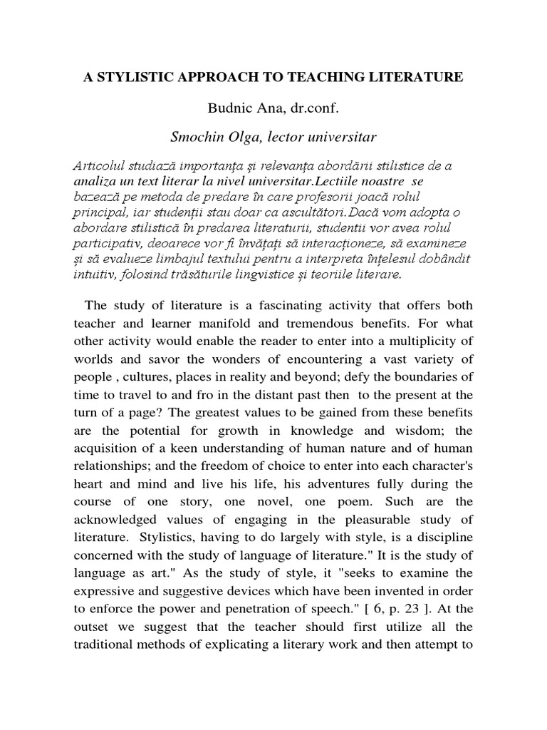 a-stylistic-approach-to-teaching-literature-pdf-teachers-linguistics