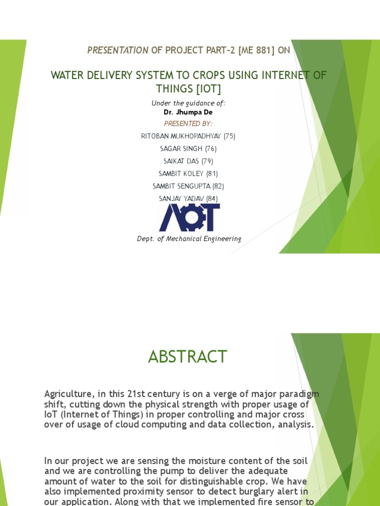 Water Delivery System To Different Crops Using IoT | PDF | Internet Of ...