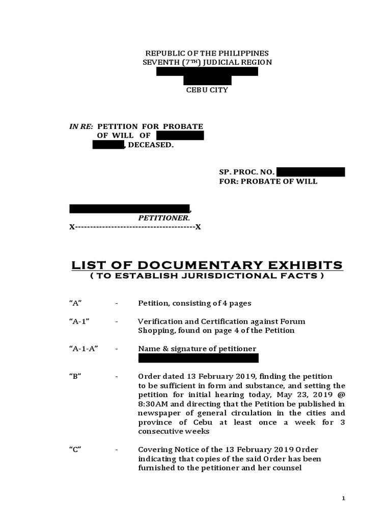 Court Exhibit List for Probate Case | PDF | Separation Of Powers | Courts
