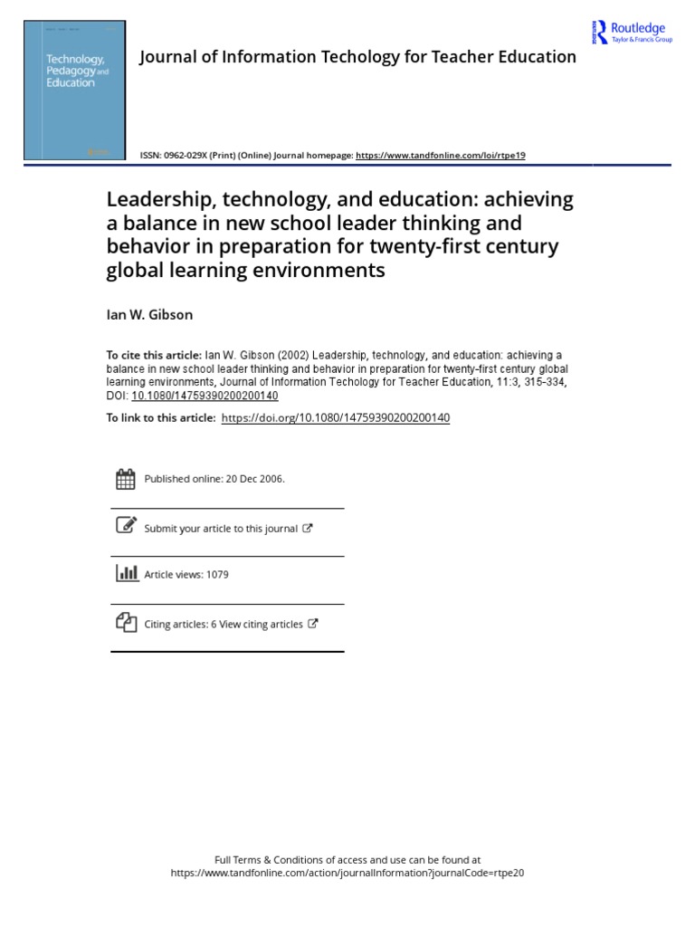 Leadership Technology and Education Achieving A Balance in New School ...