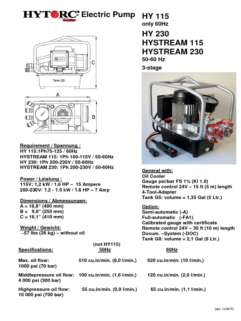Hytorc HY 230 & HY 115 Specifications | PDF