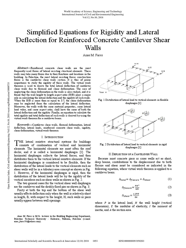 Simplified Equations For Rigidity and Lateral Deflection For Reinforced