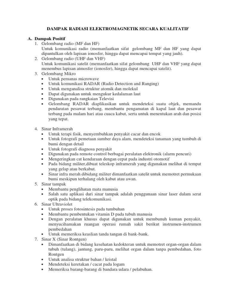 Dampak Radiasi Elektromagnetik Secara Kualitatif Docx