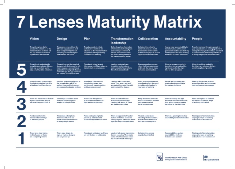 7 Lenses Maturity Matrix Overview | PDF | Leadership | Decision Making