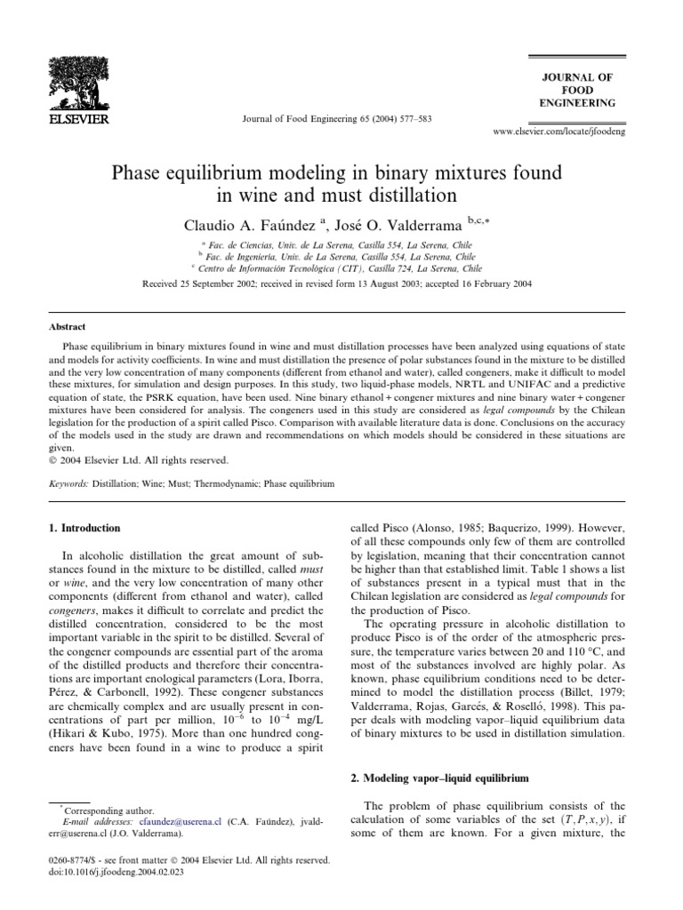 Wine Distillation Phase Modeling | PDF | Distillation | Phase (Matter)