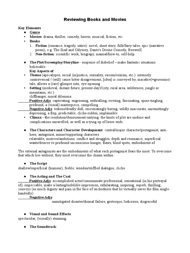 Guide to Writing Film and Book Reviews | PDF | General Fiction