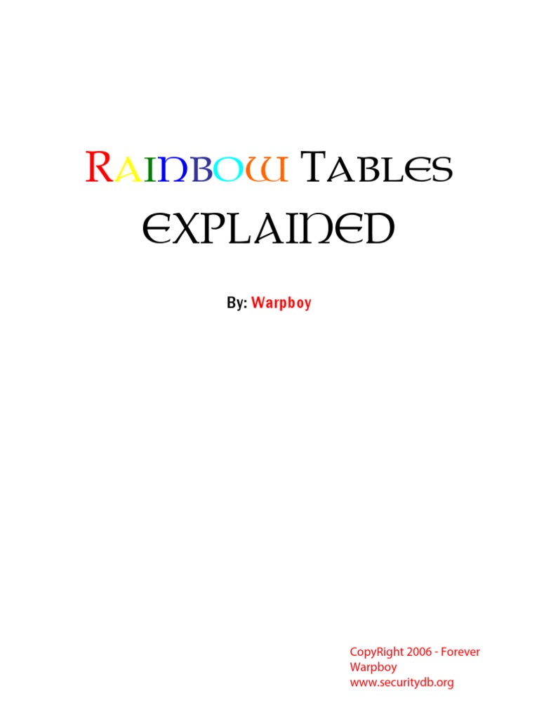 Rainbow Tables PDF PDF Applied Mathematics Cryptography