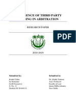Emurgence of Third Party Funding in Arbitration: Research Paper