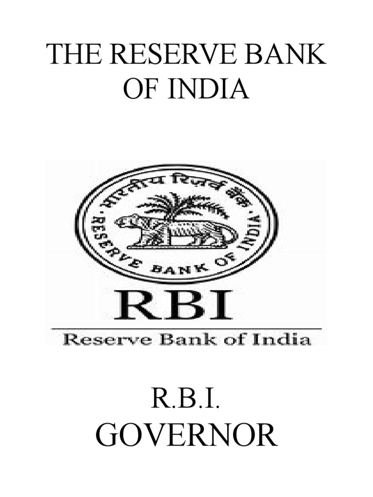 The Reserve Bank of India Governor PDF Reserve Bank Of India