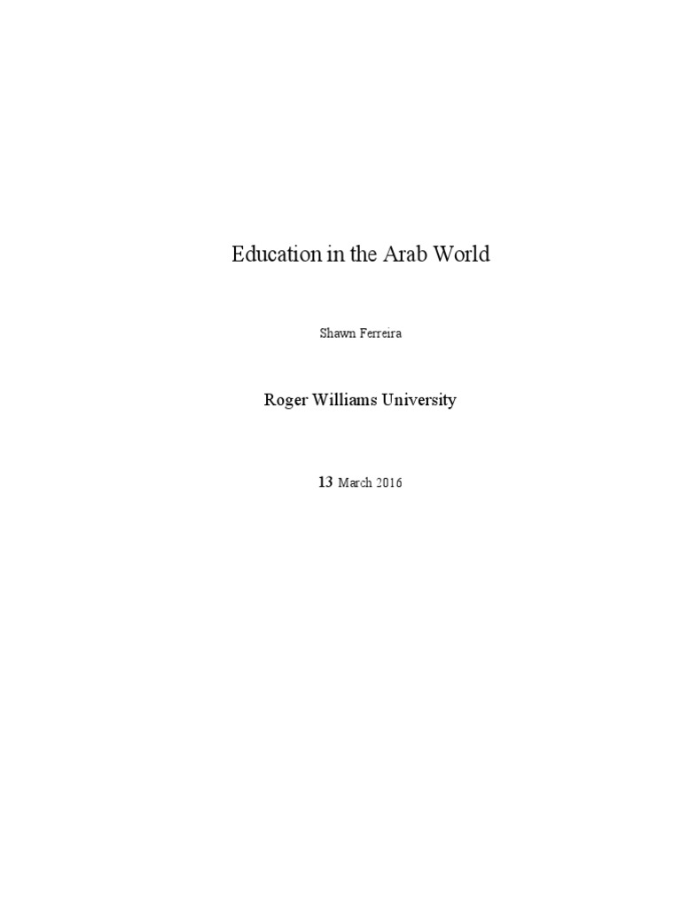 Education In The Arab World Final Draft Pdf Arab World Schools