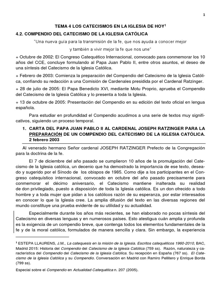Compendio Del Catecismo de La Iglesia Católica | PDF | Papa Benedicto ...