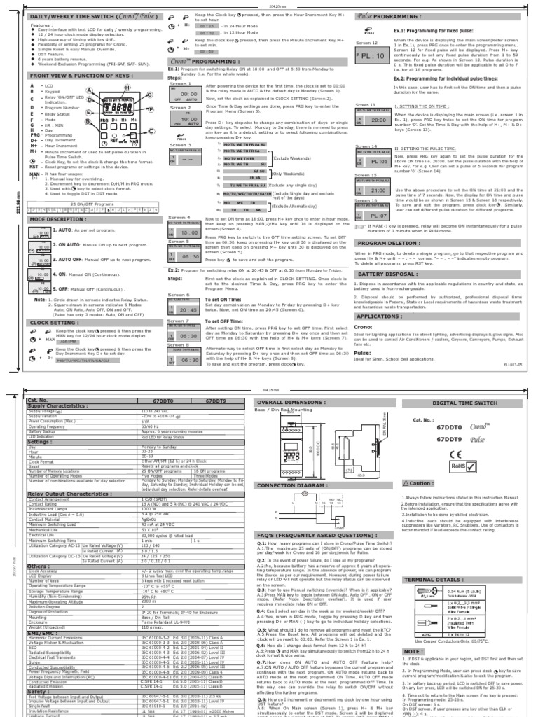 Crono Digital Timer 67DDT0 PDF Switch Clock
