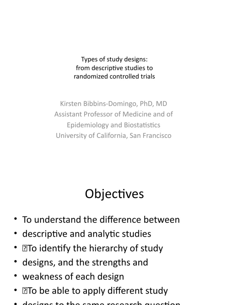 Study Designs: Descriptive to RCTs | PDF | Cohort Study | Medical ...