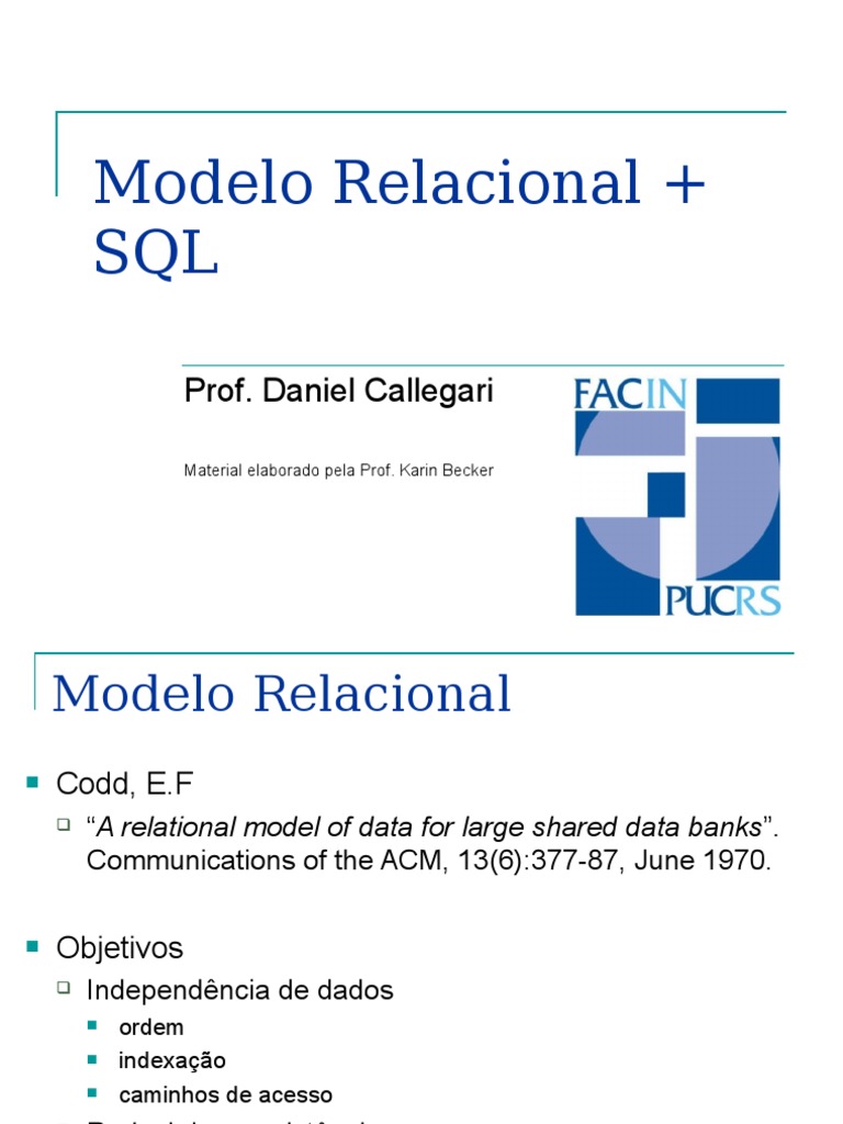 Modelo Relacional e Comandos SQL | PDF | Modelo relacional | SQL