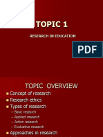 Topic 1 Research in Education