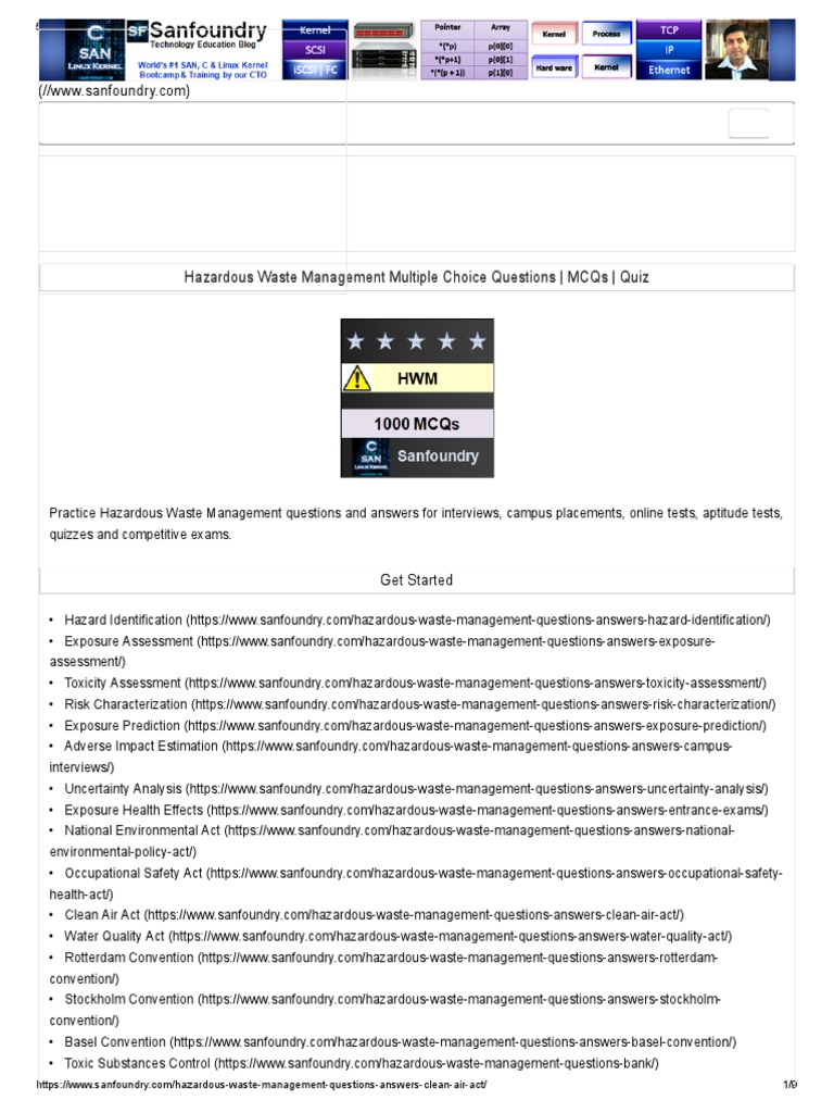 Clean Air Act Hazardous Waste Management Questions and Answers